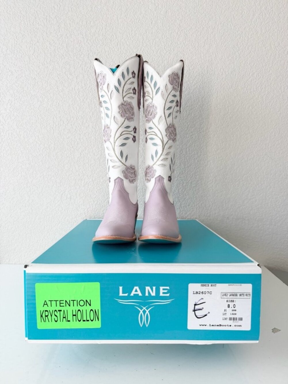 Lane KENZIE Knee High Womens Cowboy Boots Purple White Western Cowgirl Tall 8.5 - Picture 12 of 13